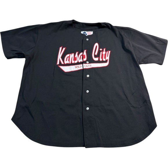 Majestic Other - Kansas City Wildcats "Wild Cats" Baseball Jersey Mens XXL Black Mesh Button USA